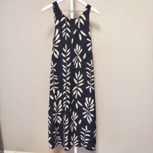 Reitmans Womens Black Cream Botanical Leaf Sleeveless Dress M Boho Lagenlook